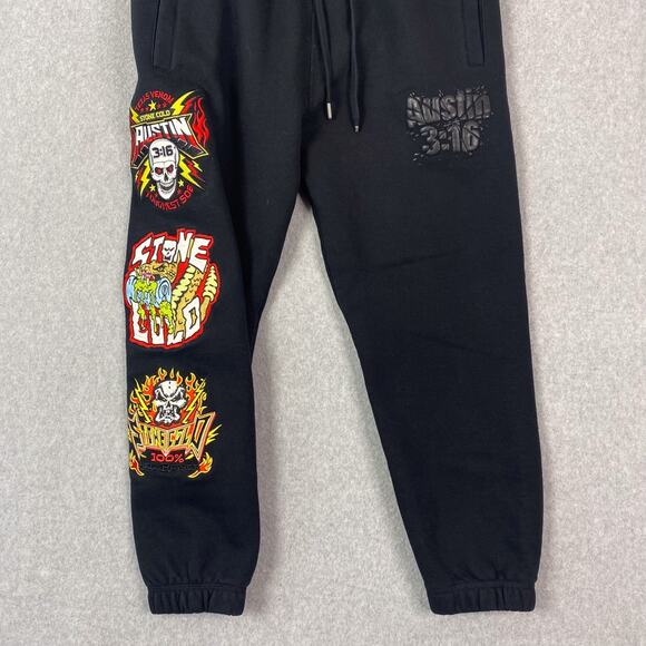 WWE Shoe Palace Mens L Stone Cold Steve Austin Black Jogger Sweatpants - Picture 3 of 12